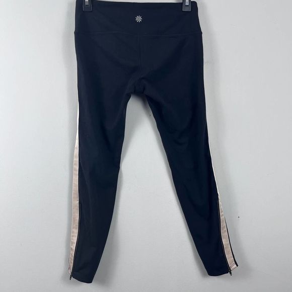 Athleta Metro Tux Stripe Black Chaturanga Ankle Zip Side Stripe cropped Leggings - Picture 11 of 16